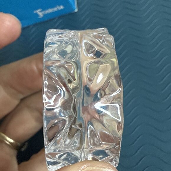 Fostoria American Pat Lead Crystal Round Open Salt Dip Cube Motif NOS Replacemen - Picture 3 of 13